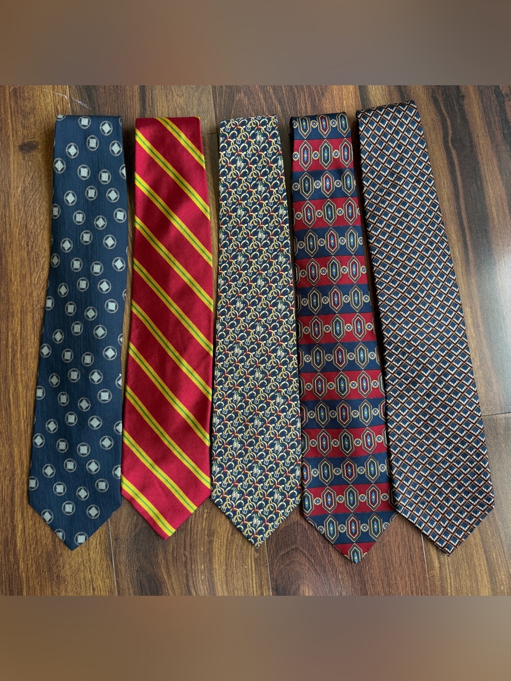 Lot 5 100% Silk Preppy 90s Ties Hilfiger GAP Aigner Abercrombie Donna Karan Used